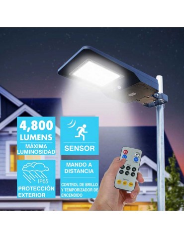 Luminaria Farol Solar LED 40W Exterior Mando y Sensor movimiento y crepuscular - 2