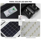 Luminaria Farol Solar LED 60W IP65 Mando y Detector - 3