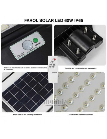 Luminaria Farol Solar LED 60W IP65 Mando y Detector - 3