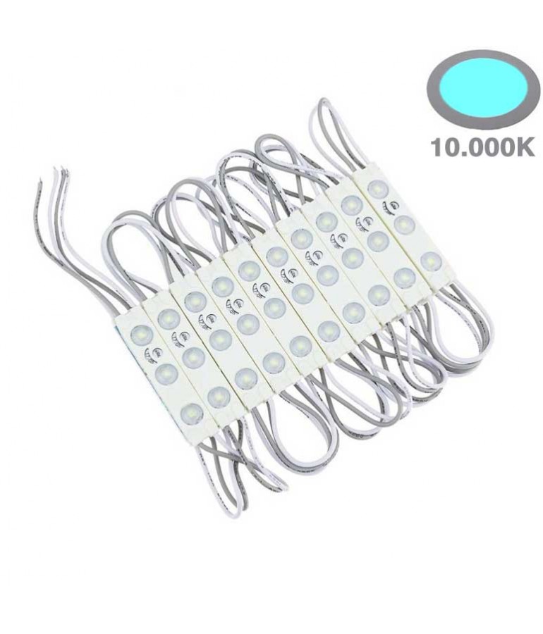 Cadena MODULOS Led 12V Ultra brillo 3-SMD 2835 10u. 10.000K - 1