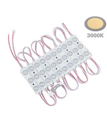 Cadena 10 MODULOS Led 12V 3-SMD 2835 1,5W - 6