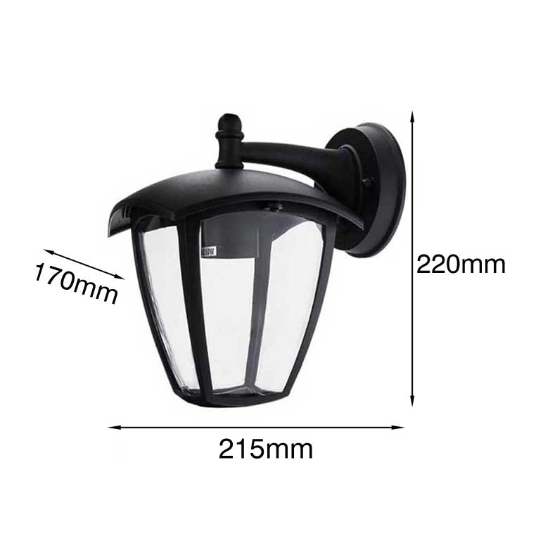 Farol boca abajo exterior E27 medidas