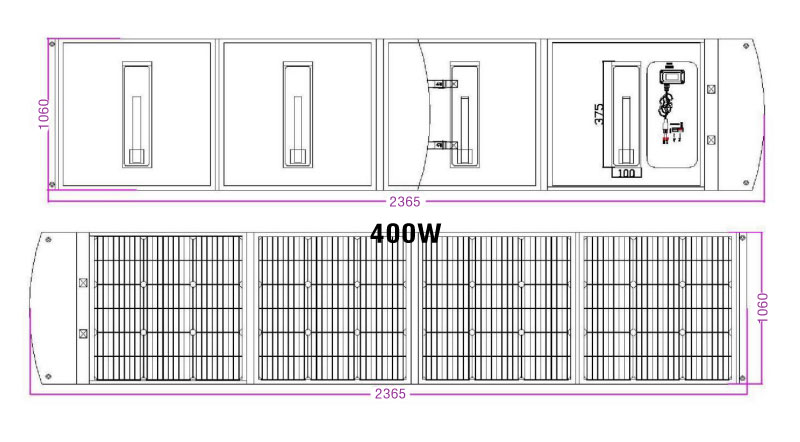 Panel solar plegable 400W/36V monocristalino