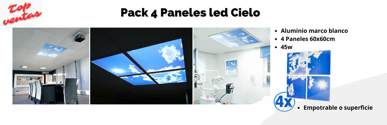 Pack-4 Paneles cielo Led
