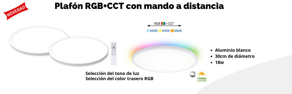Plafón Led Techo RGB + CCT con Mando a distancia