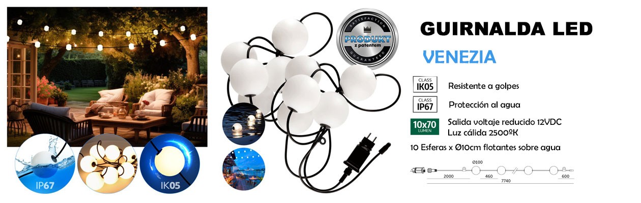 Guirnalda LED Venezia 10 Bolas Luminosas IP67